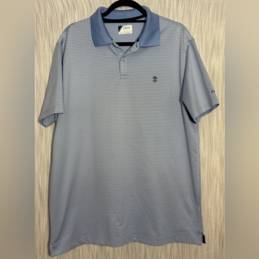 Izod Blue and White Checkered Polo Shirt